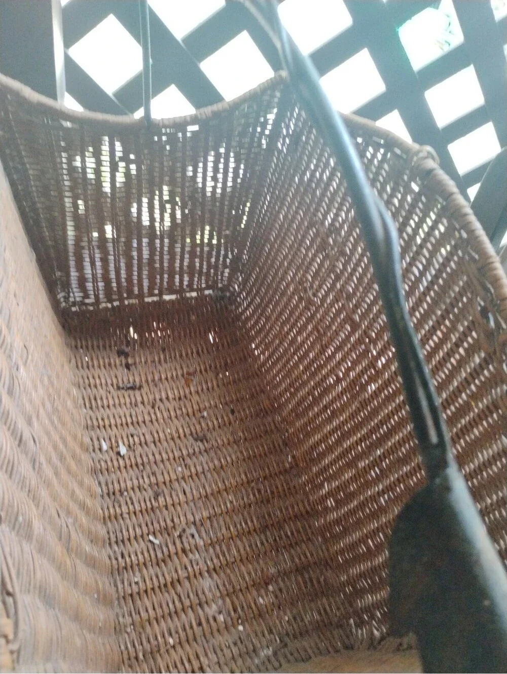 Vintage Wicker Basket with Metal Leaf Detail